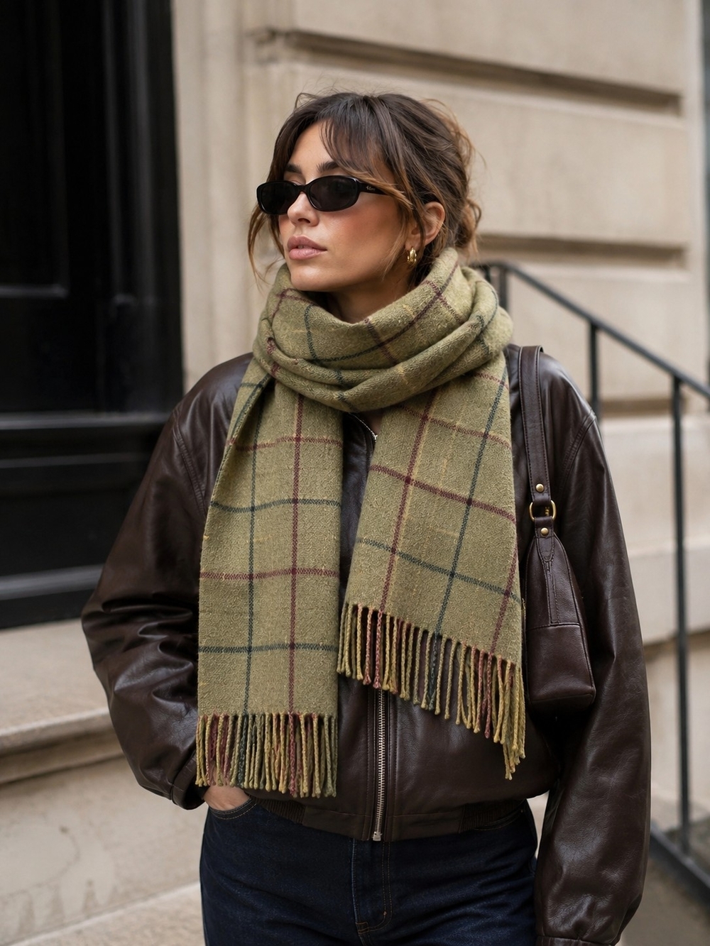 Burberrys Vintage Cashmere Plaid Fringe Scarf in EUC